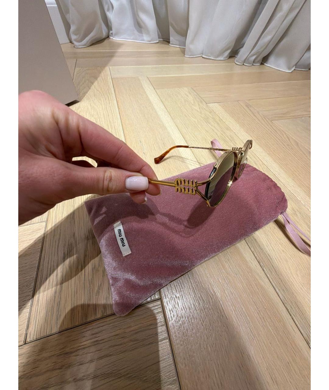 MIU MIU Черные металлические солнцезащитные очки, фото 3