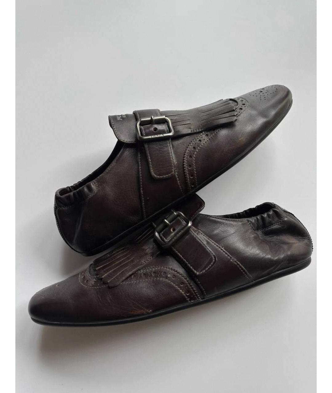 PRADA Коричневые кожаные туфли, фото 3