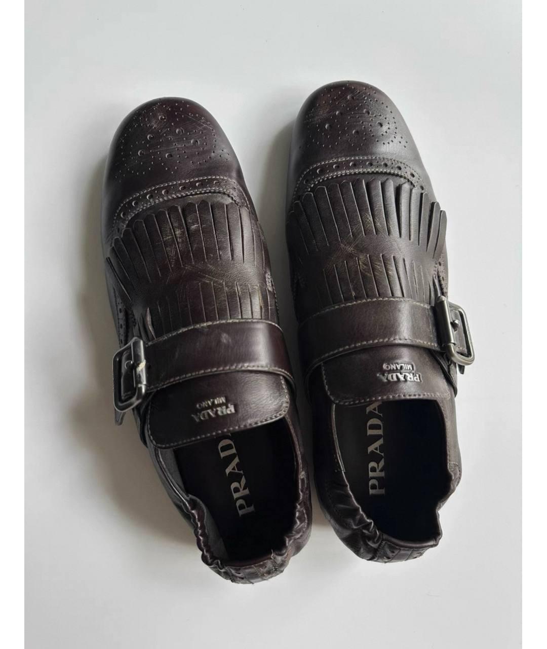 PRADA Коричневые кожаные туфли, фото 2