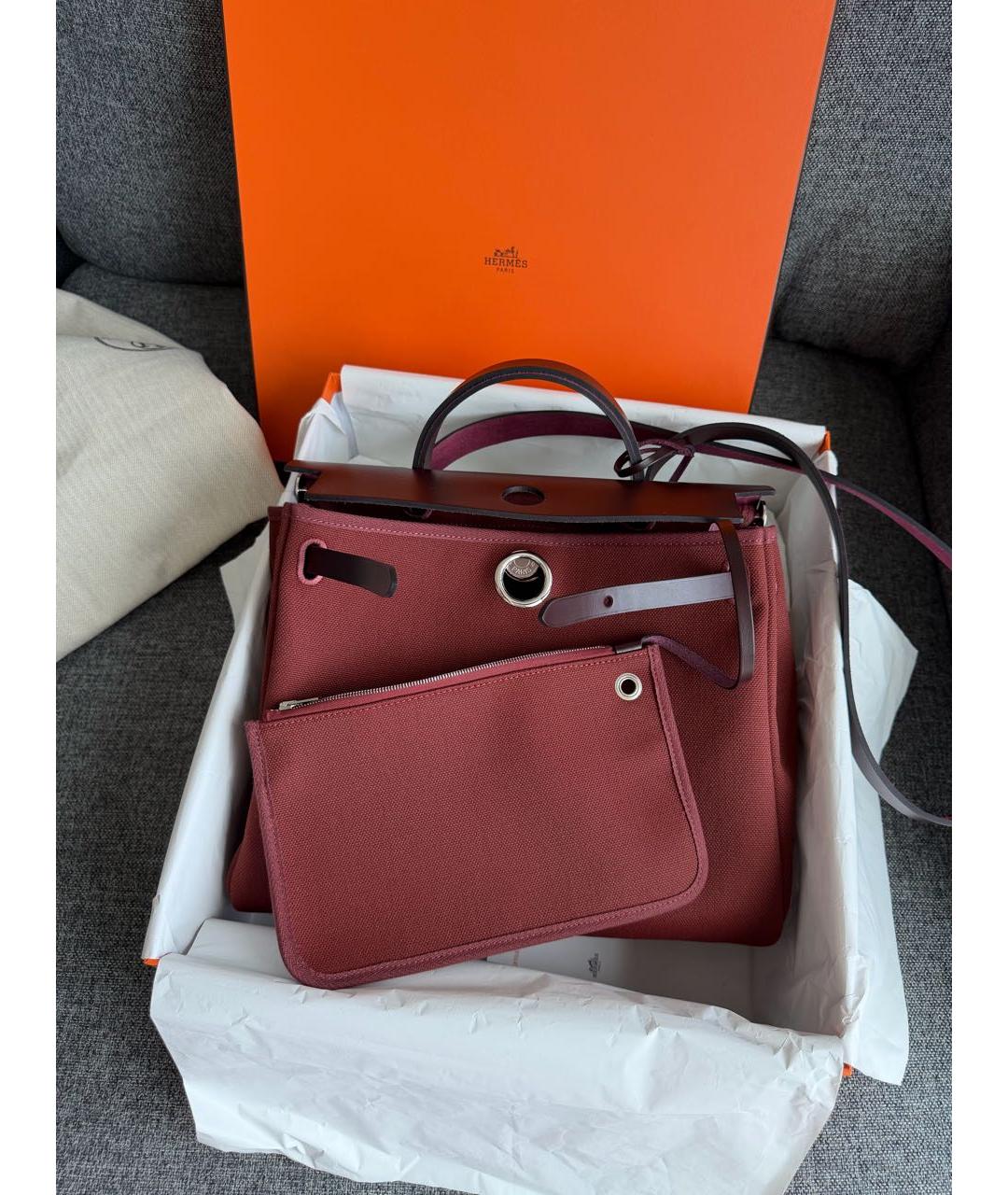 HERMES Бордовая тканевая сумка через плечо, фото 2