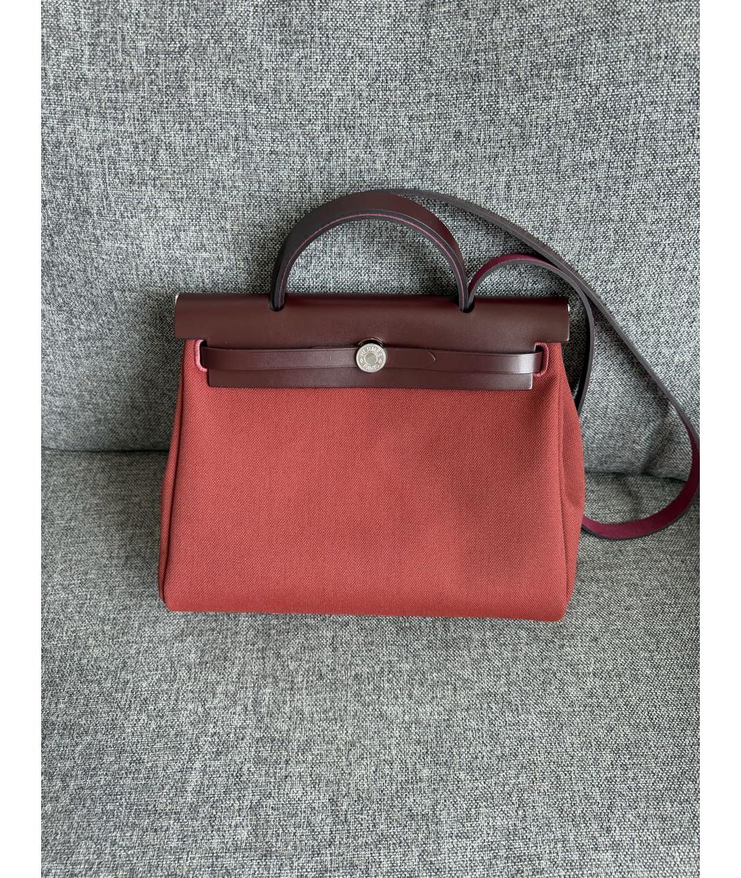 HERMES Бордовая тканевая сумка через плечо, фото 7