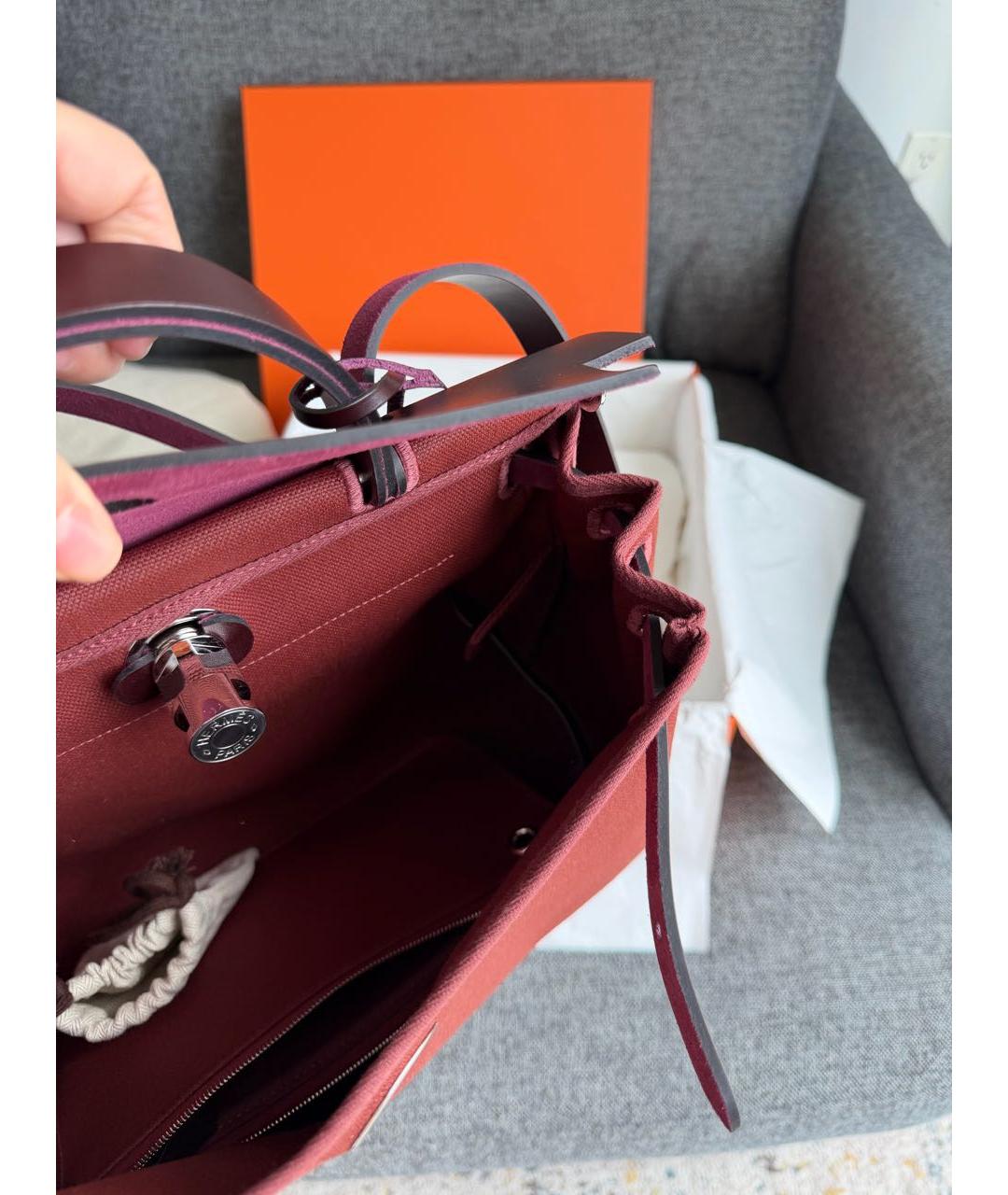 HERMES Бордовая тканевая сумка через плечо, фото 4