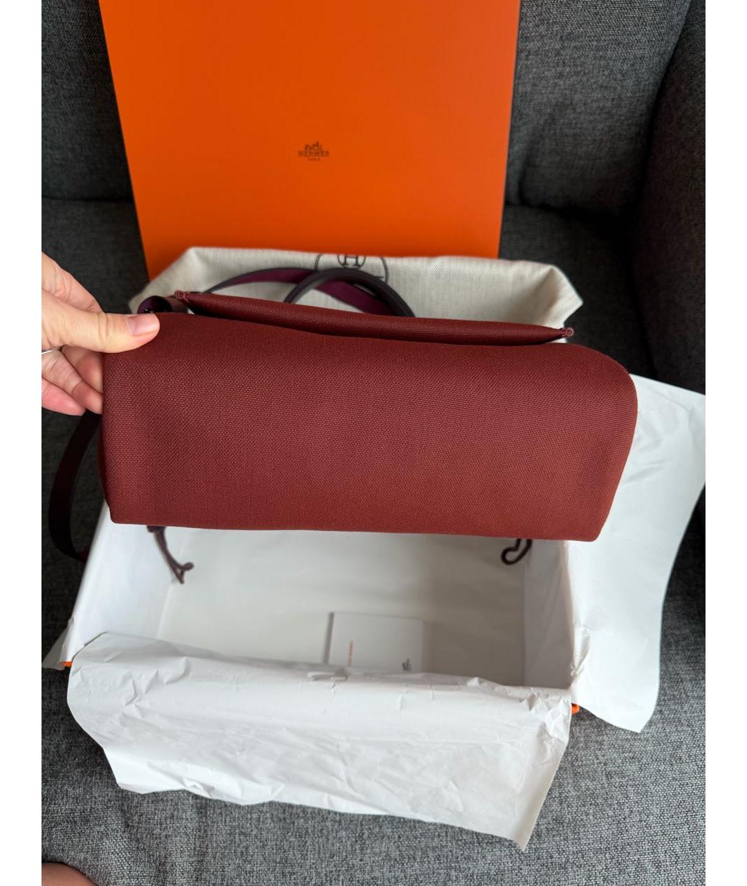 HERMES Бордовая тканевая сумка через плечо, фото 5