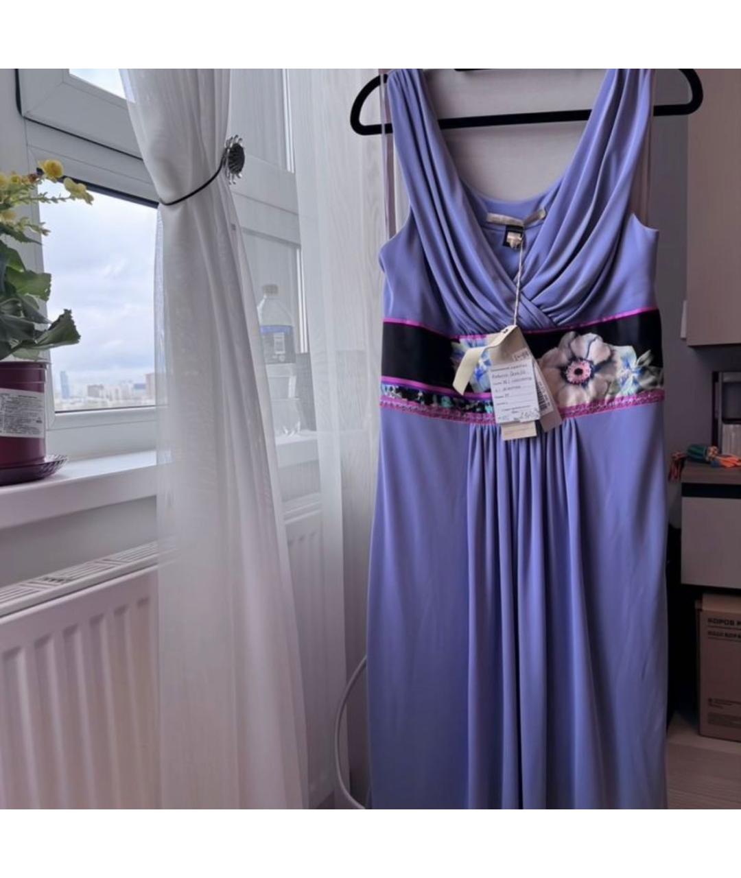 ROBERTO CAVALLI Фиолетовое полиэстеровое повседневное платье, фото 3