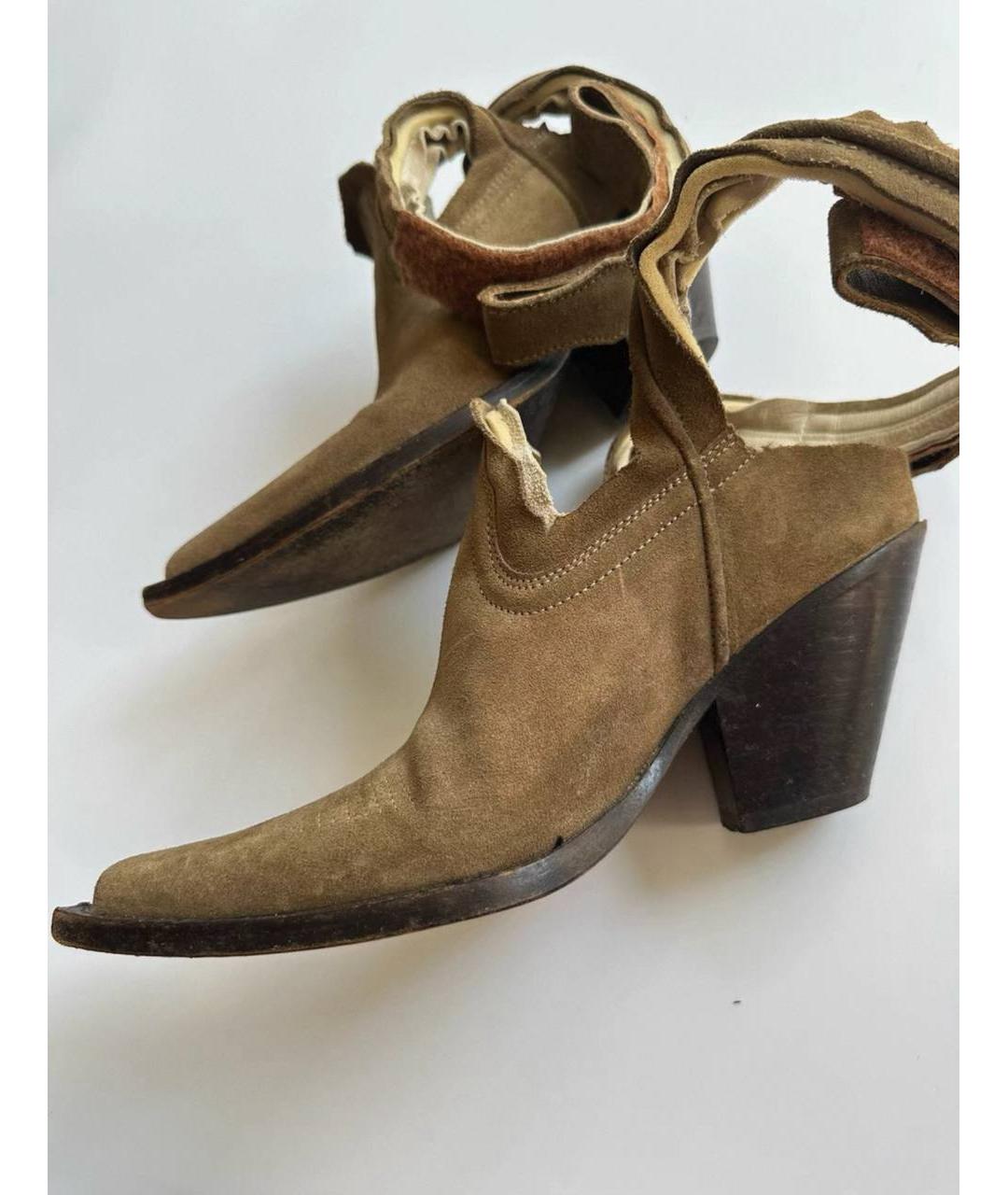 MAISON MARGIELA Коричневые замшевые сапоги, фото 5