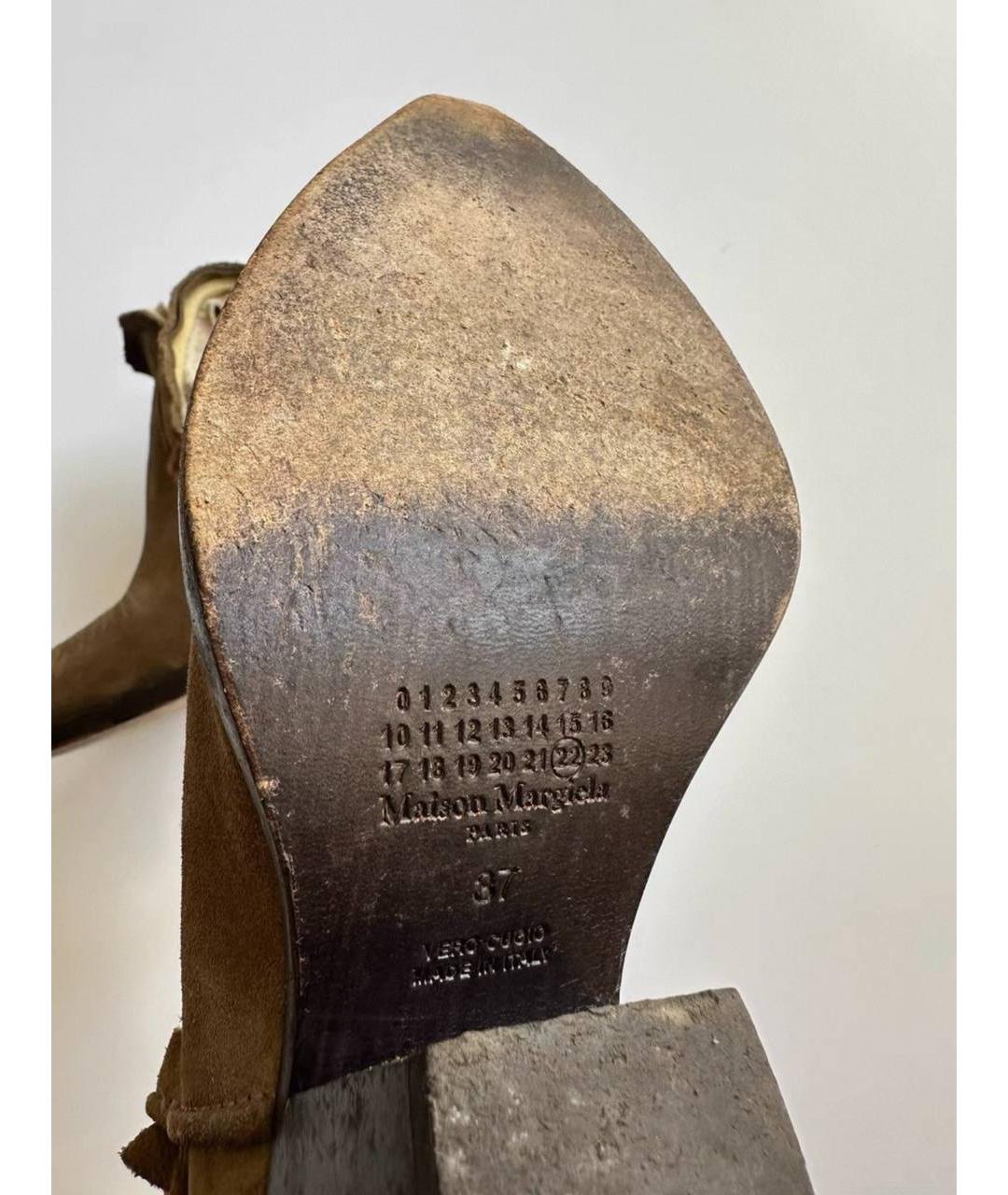 MAISON MARGIELA Коричневые замшевые сапоги, фото 4