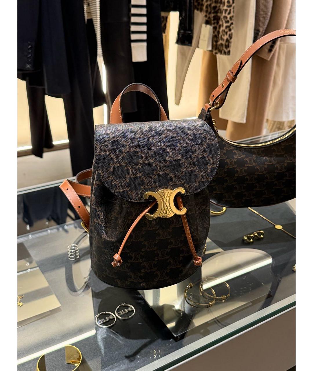 CELINE Коричневый кожаный рюкзак, фото 3