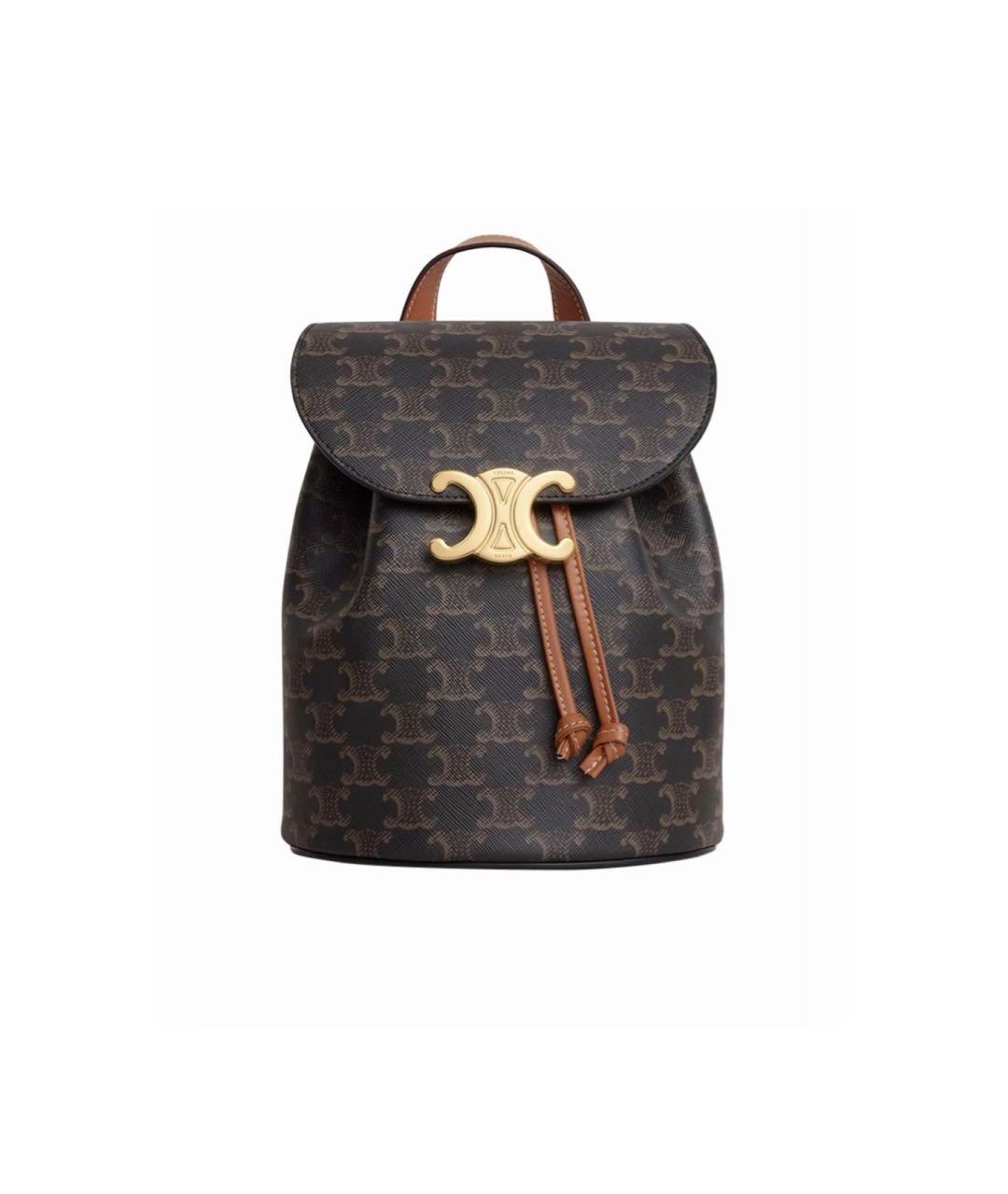 CELINE Коричневый кожаный рюкзак, фото 4