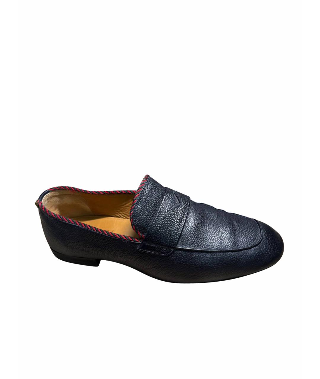 GUCCI Темно-синие кожаные лоферы, фото 1