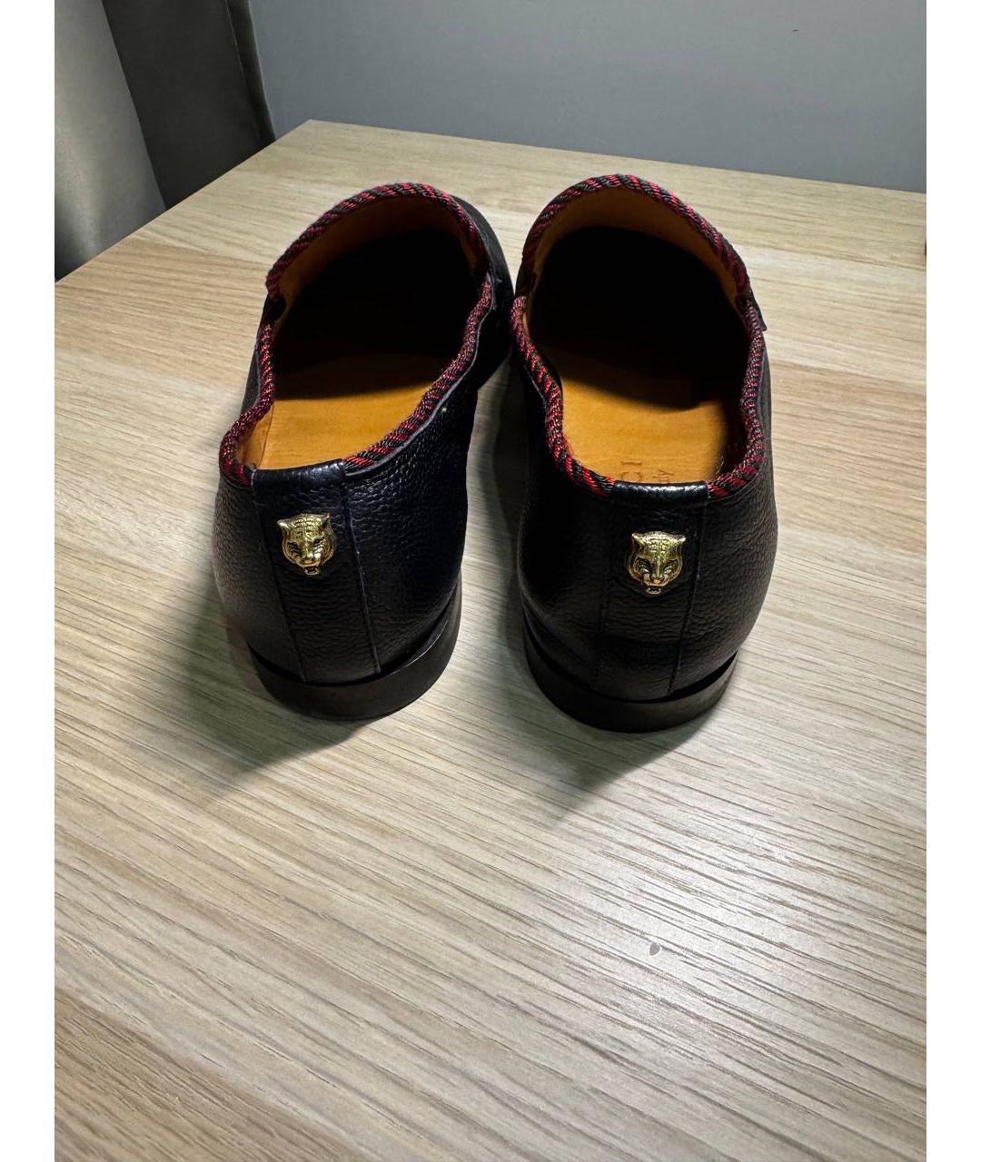 GUCCI Темно-синие кожаные лоферы, фото 3