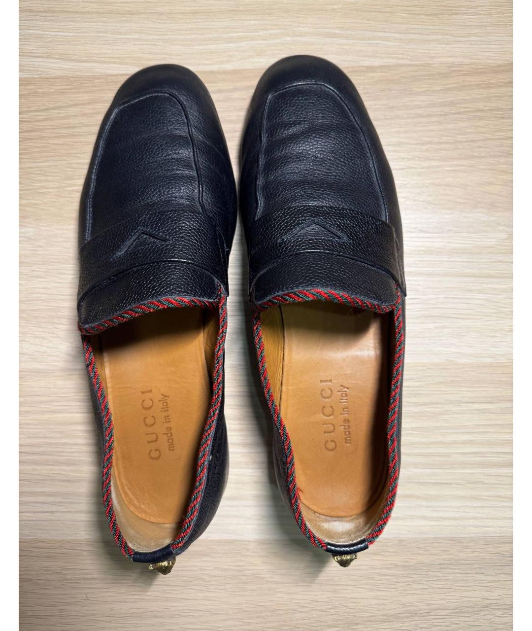 GUCCI Темно-синие кожаные лоферы, фото 2