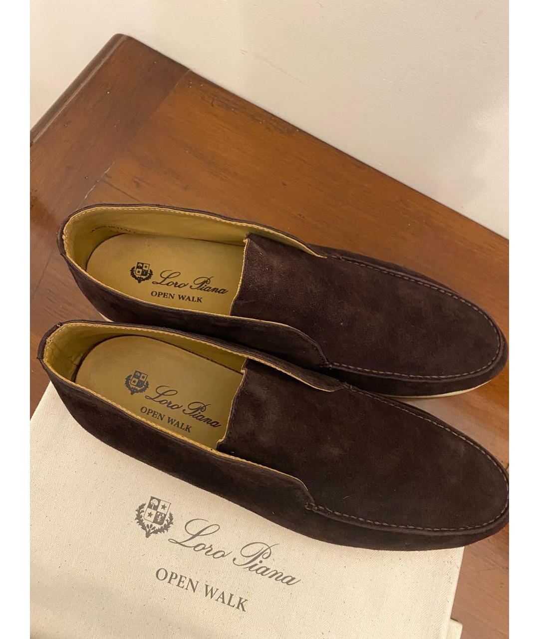 LORO PIANA Коричневые замшевые лоферы, фото 6
