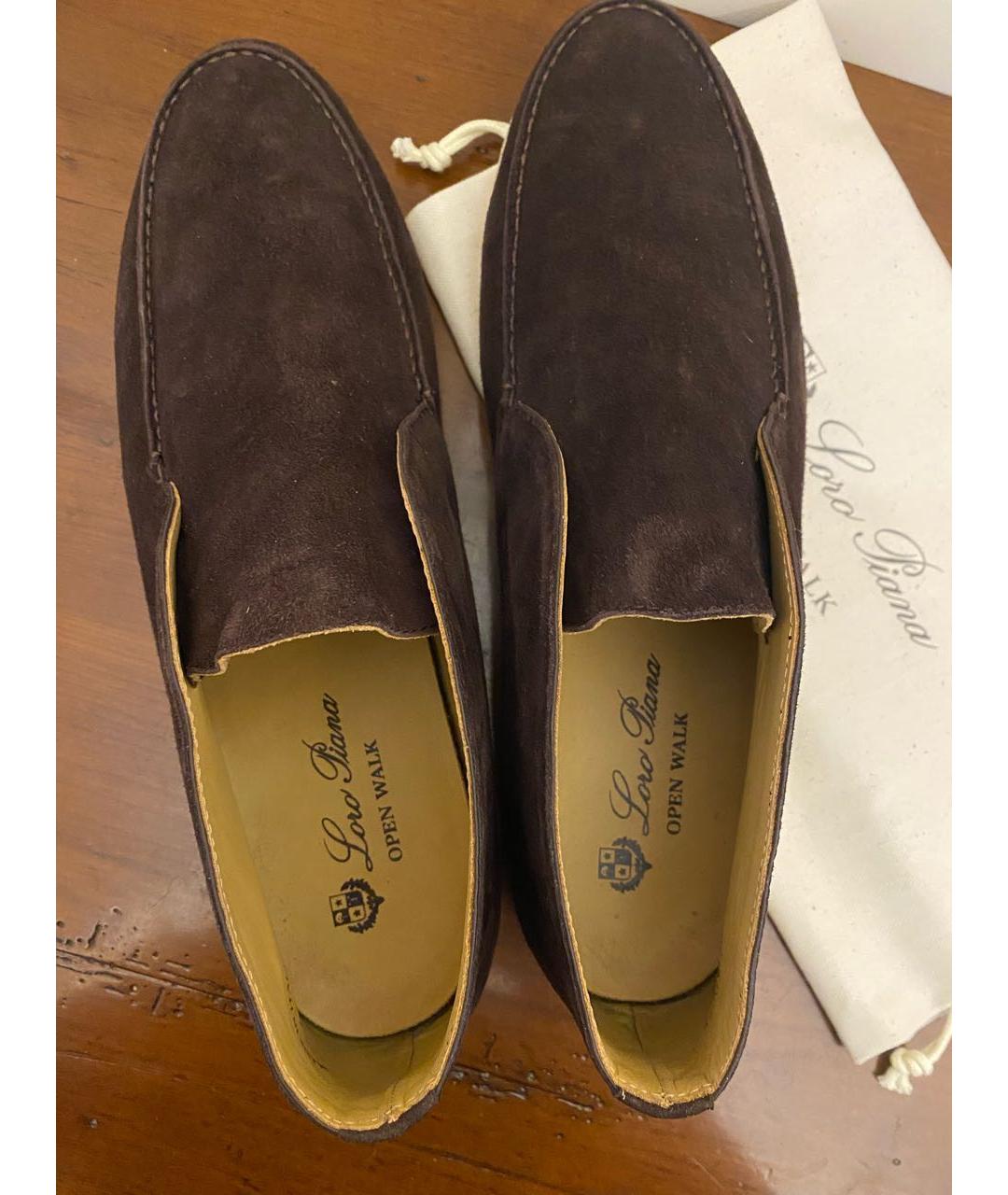 LORO PIANA Коричневые замшевые лоферы, фото 8