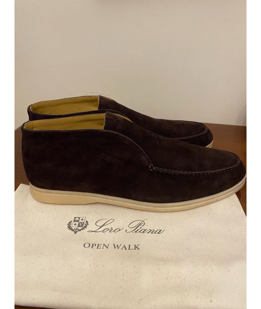 LORO PIANA Коричневые замшевые лоферы, фото 9