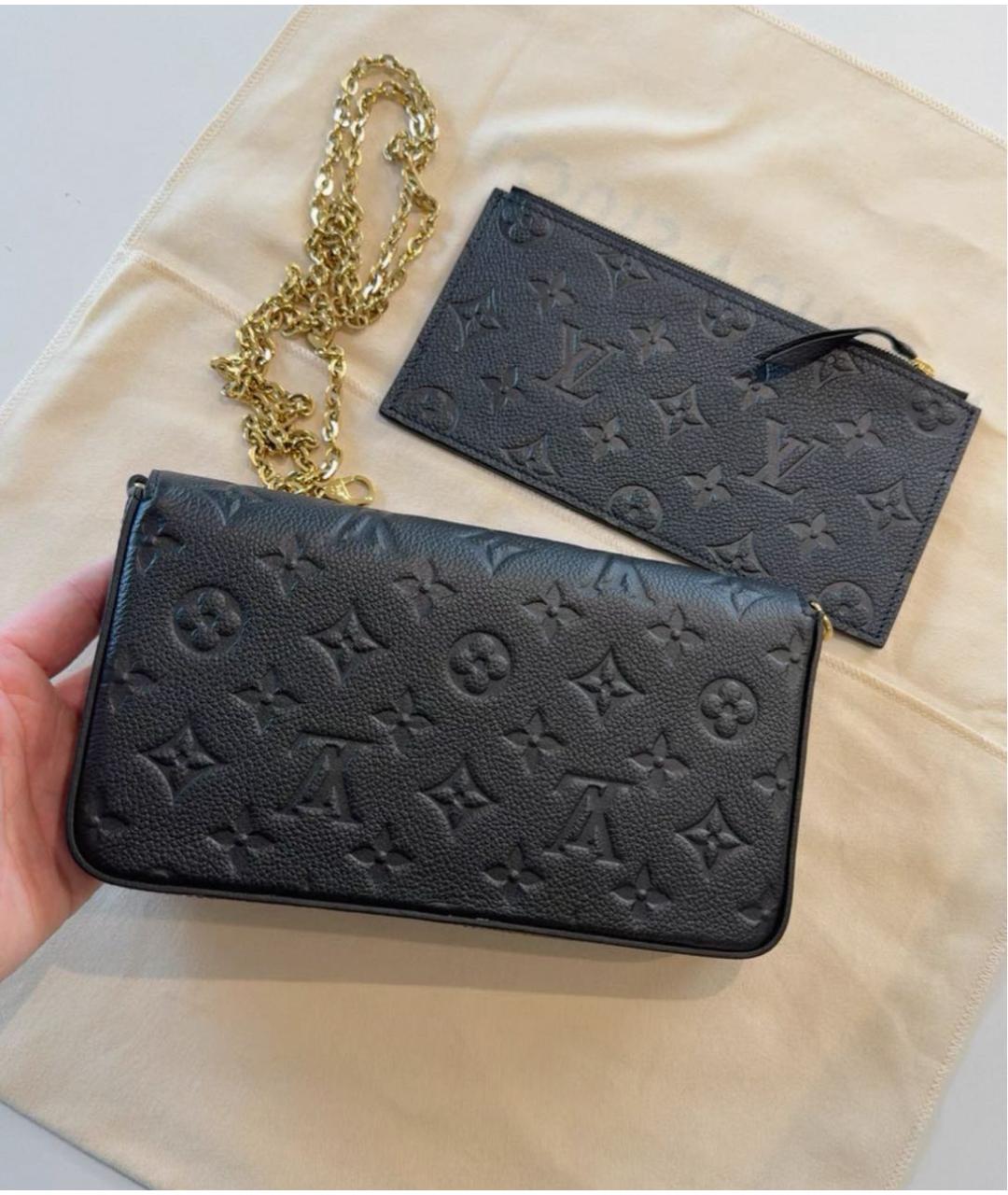 LOUIS VUITTON Черная кожаная сумка через плечо, фото 3