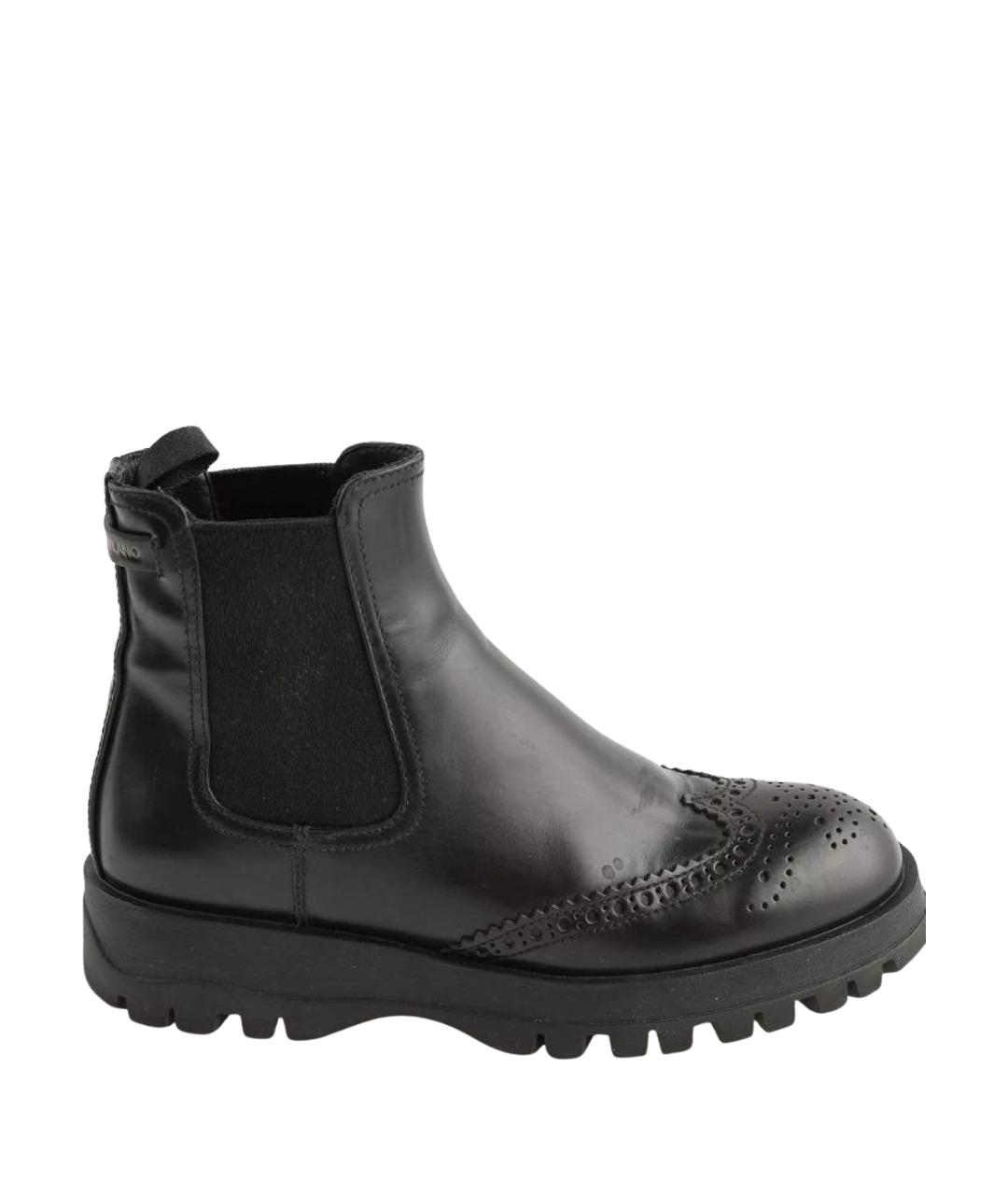 PRADA Черные кожаные ботинки, фото 1