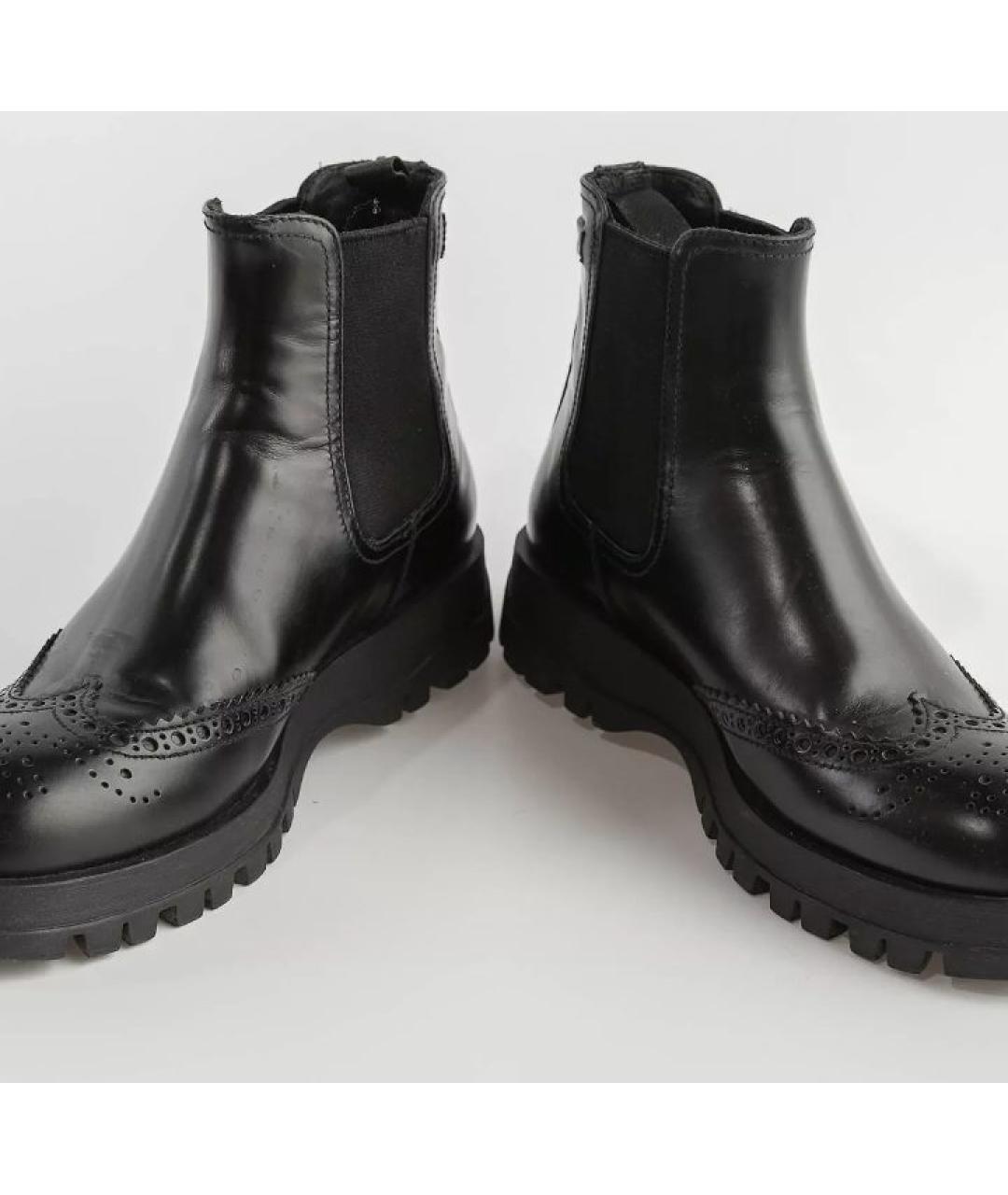 PRADA Черные кожаные ботинки, фото 2