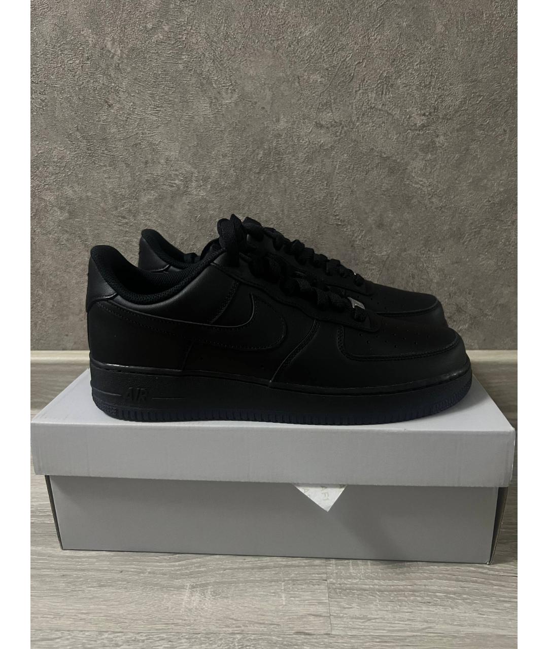 NIKE Черные кожаные низкие кроссовки / кеды, фото 6