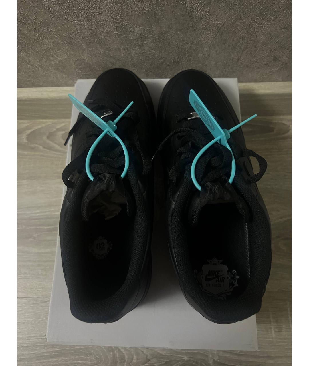 NIKE Черные кожаные низкие кроссовки / кеды, фото 4