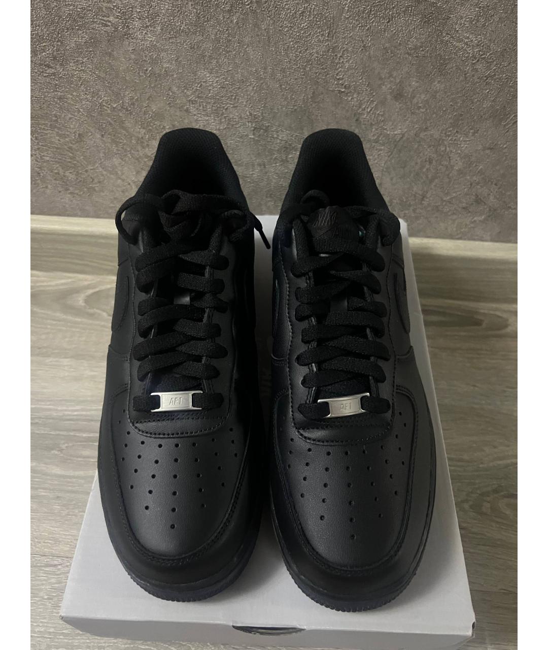 NIKE Черные кожаные низкие кроссовки / кеды, фото 2