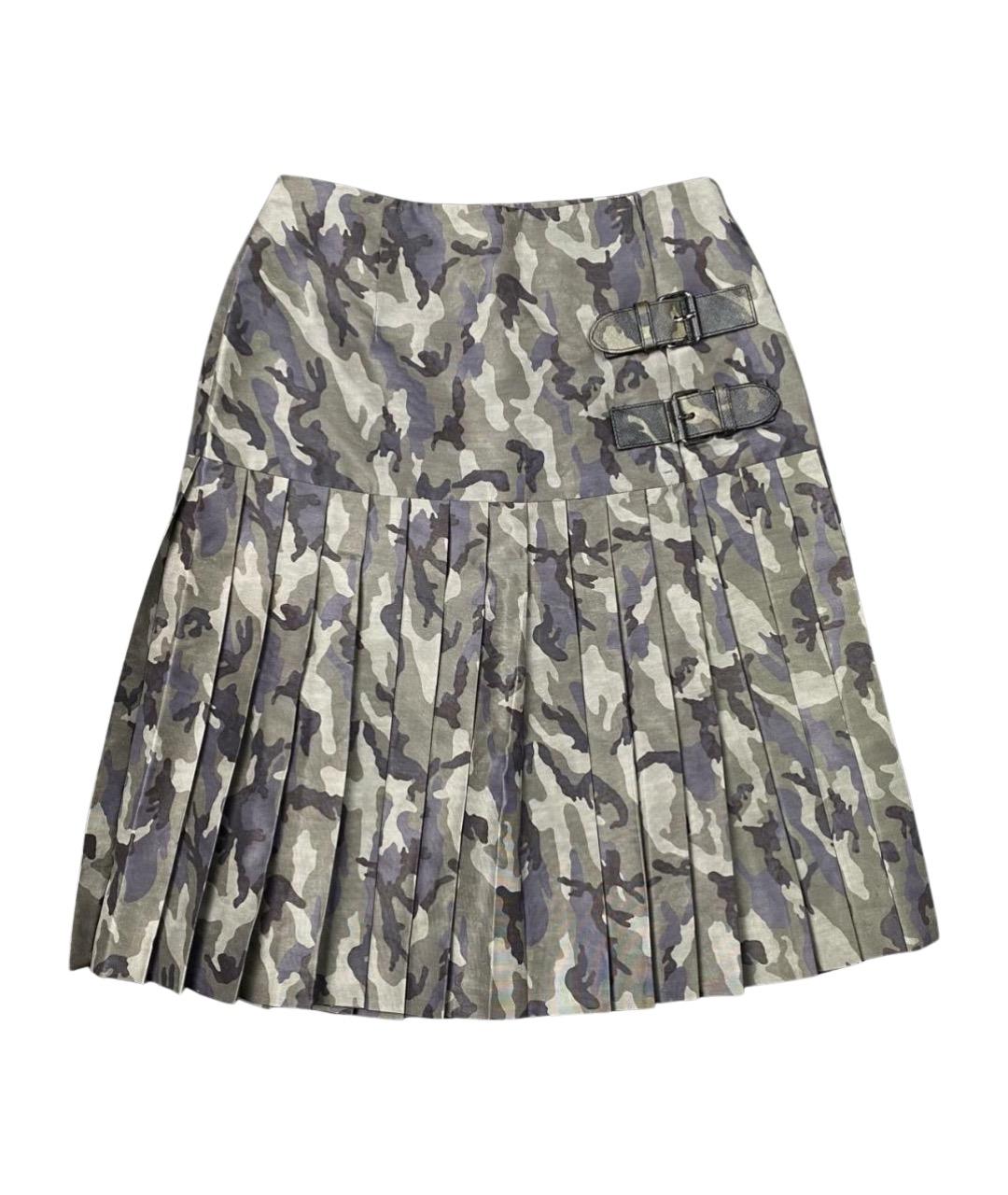 PRADA Мульти шелковая юбка миди, фото 1