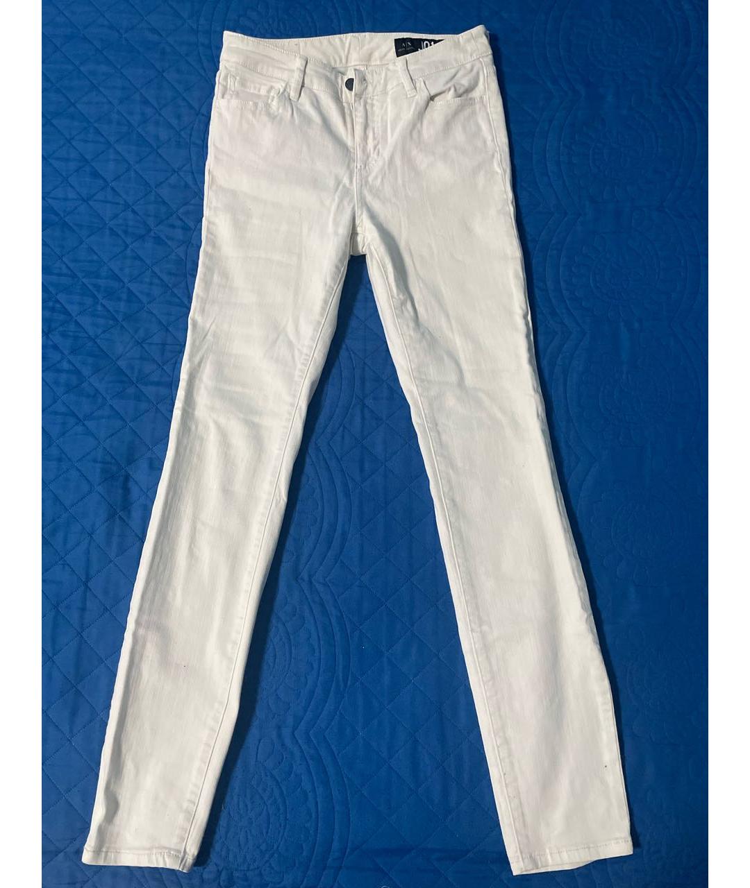 ARMANI EXCHANGE Белые хлопко-эластановые прямые джинсы, фото 4