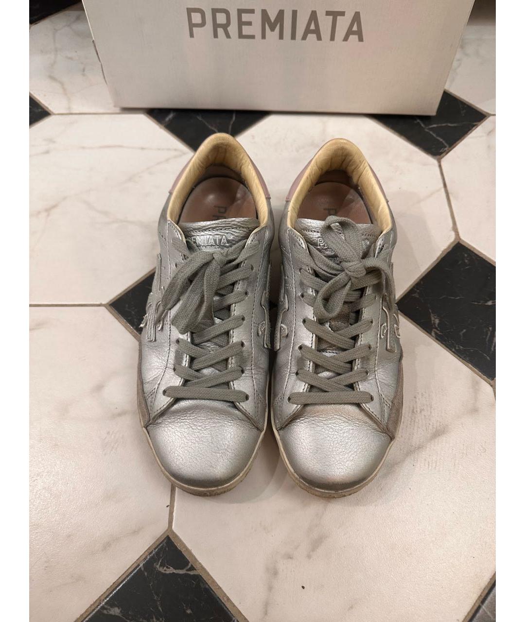 PREMIATA Серебряные кожаные кеды, фото 3