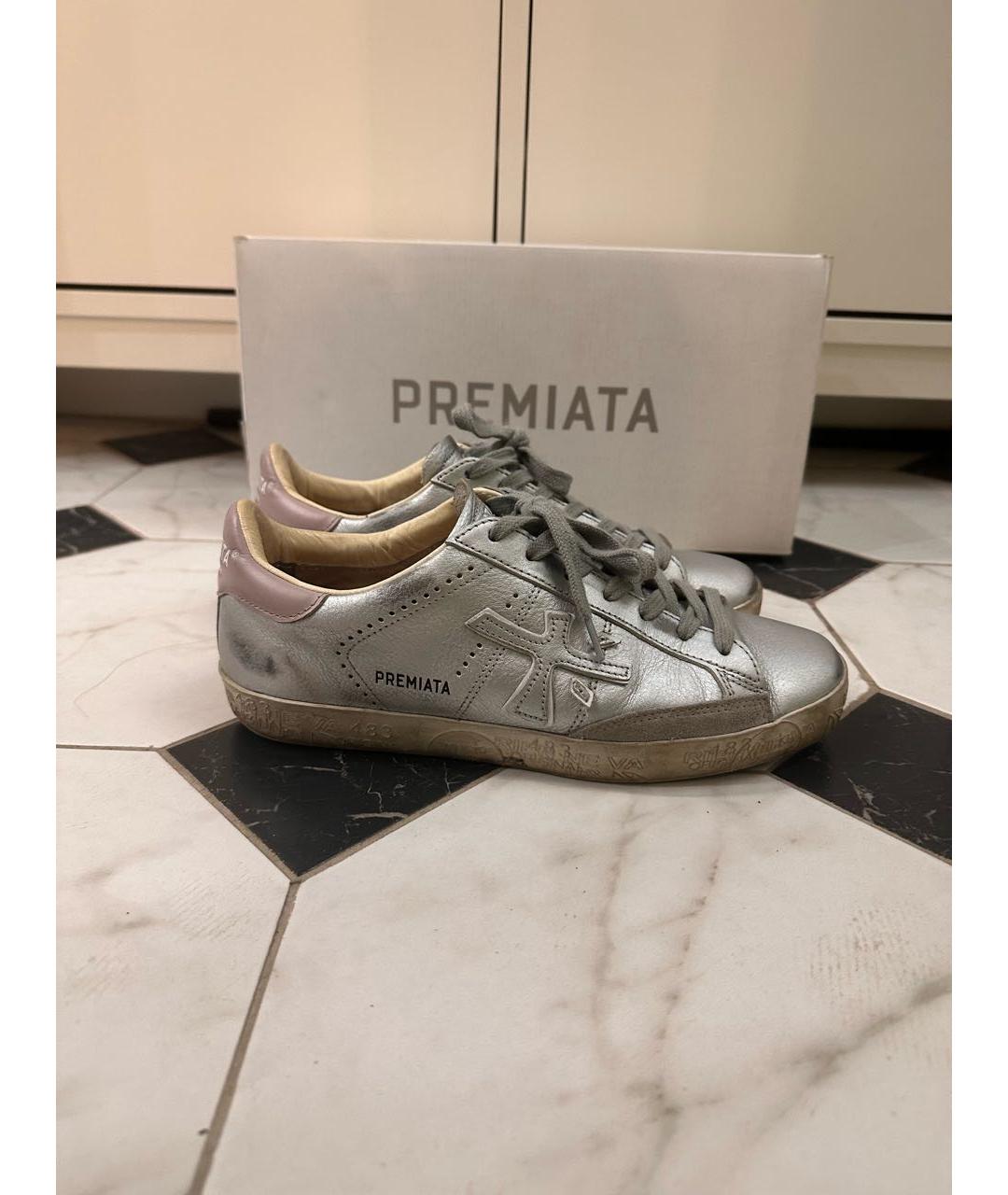 PREMIATA Серебряные кожаные кеды, фото 4