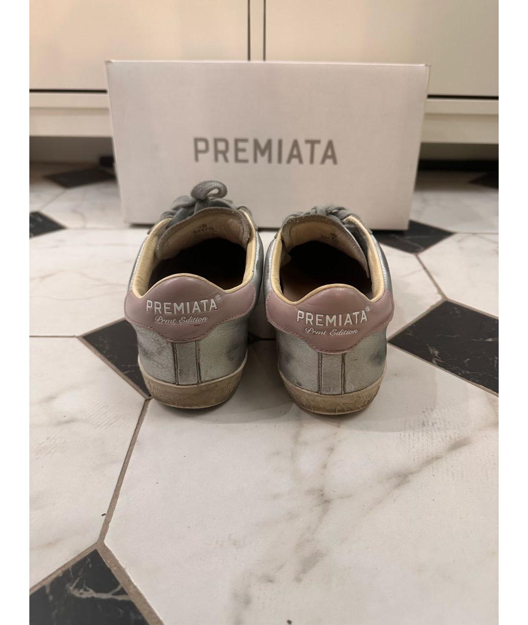 PREMIATA Серебряные кожаные кеды, фото 2
