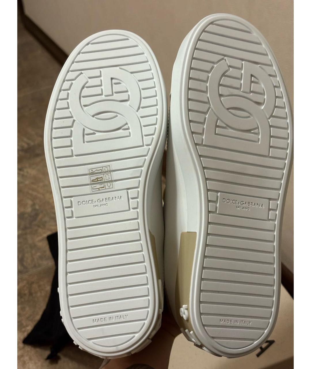 DOLCE&GABBANA Белые кожаные кеды, фото 5