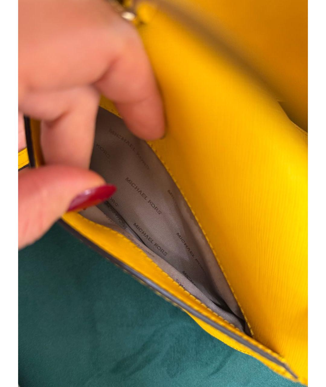 MICHAEL KORS Желтая кожаная сумка через плечо, фото 5