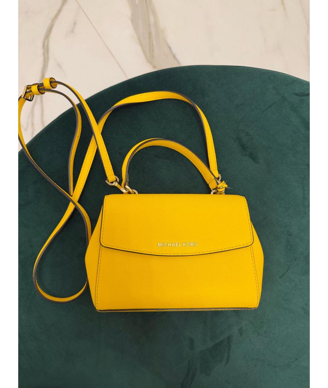 MICHAEL KORS Желтая кожаная сумка через плечо, фото 7