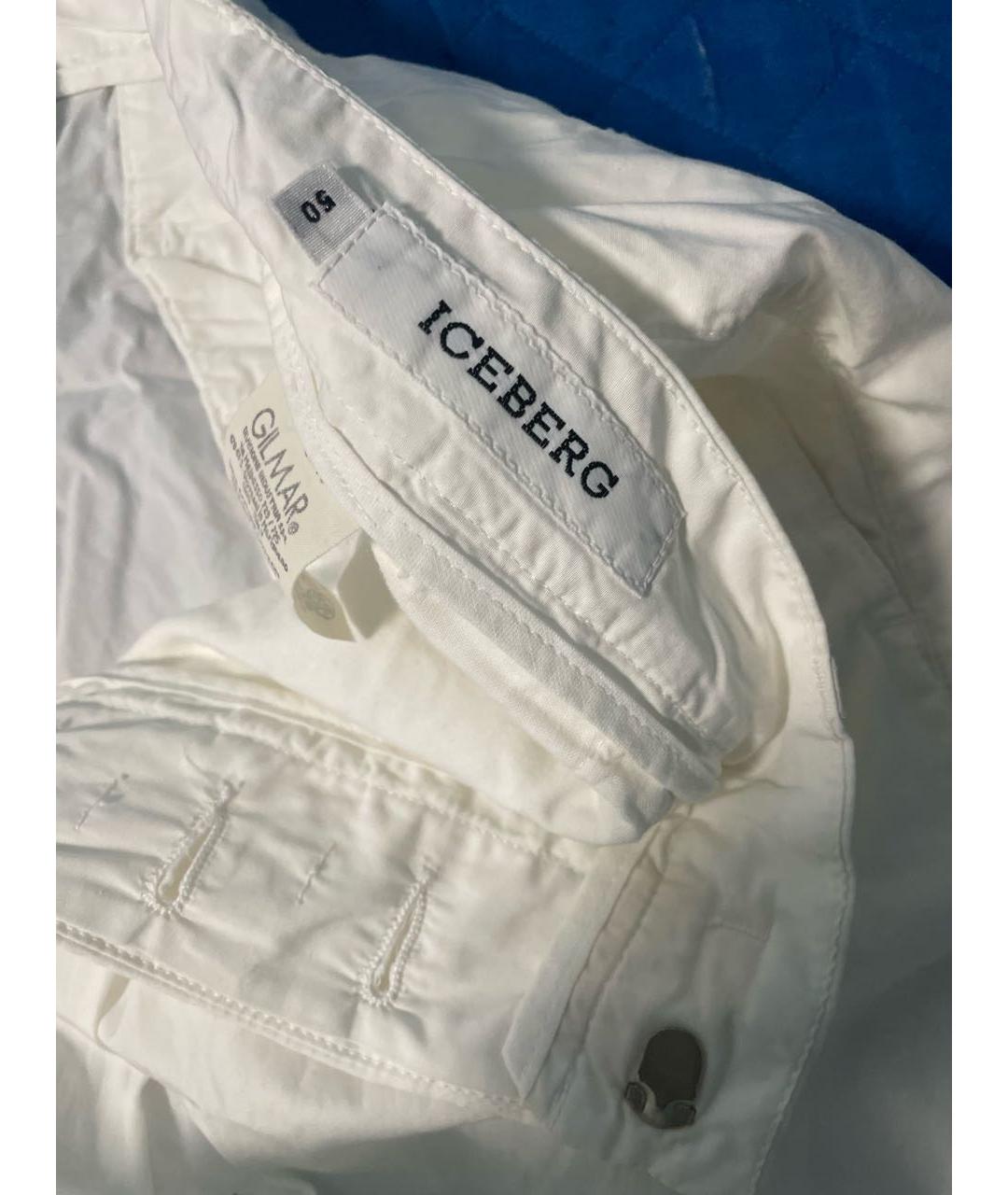 ICEBERG Белые хлопковые прямые брюки, фото 3