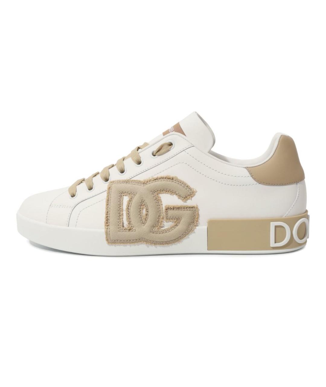 DOLCE&GABBANA Белые кожаные низкие кроссовки / кеды, фото 6