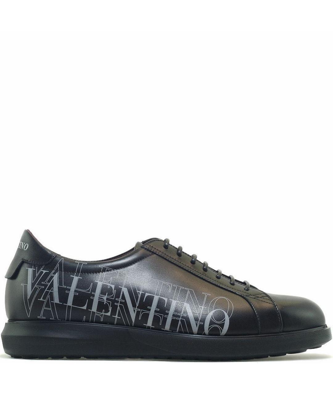 VALENTINO Черные кожаные низкие кроссовки / кеды, фото 5