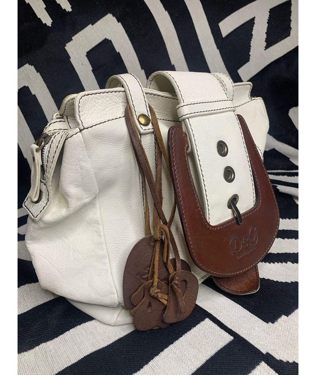 DOLCE&GABBANA Белая кожаная сумка тоут, фото 2