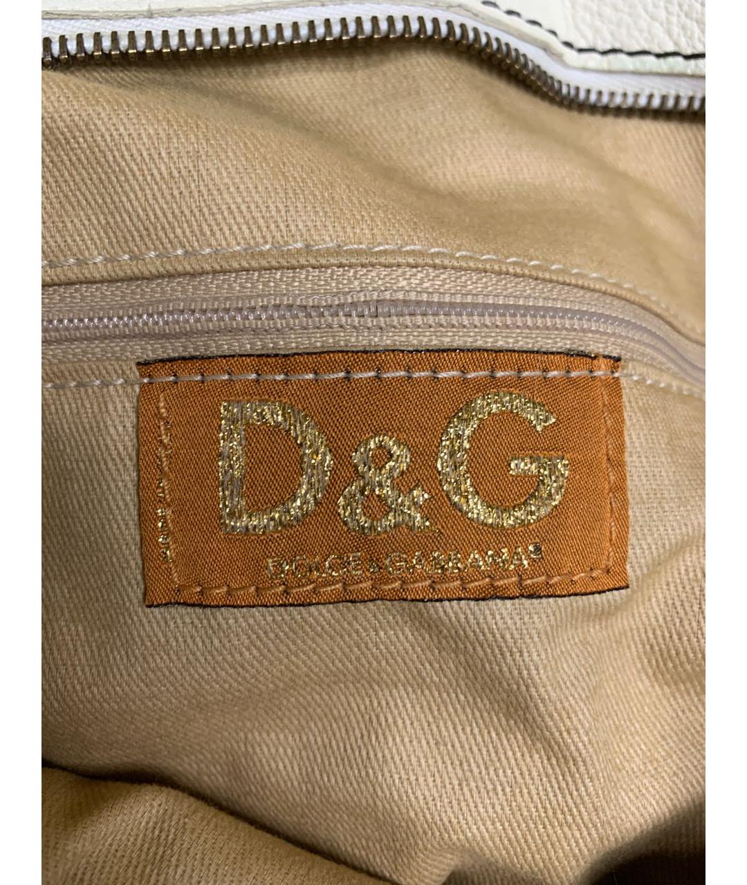 DOLCE&GABBANA Белая кожаная сумка тоут, фото 5