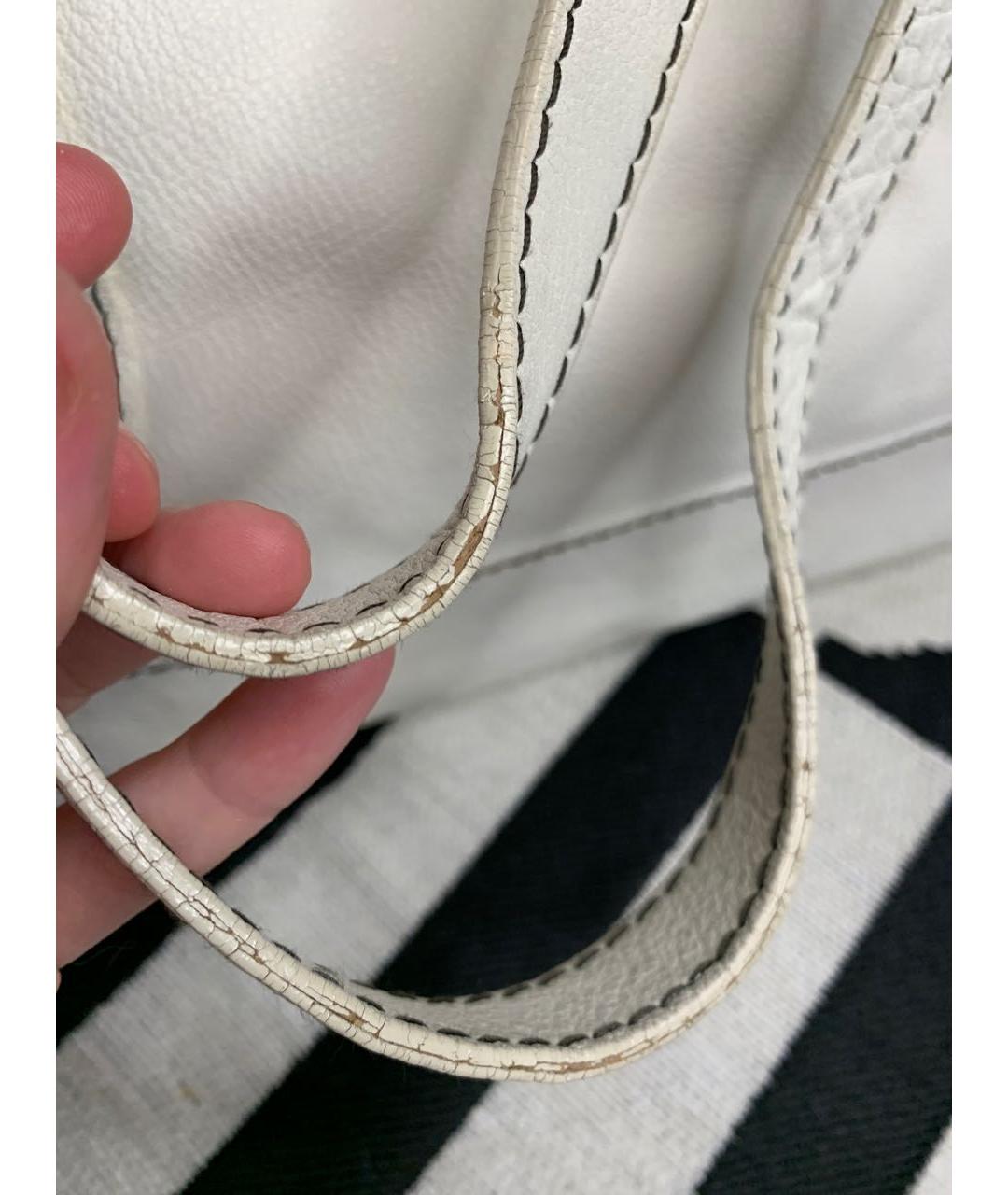 DOLCE&GABBANA Белая кожаная сумка тоут, фото 7