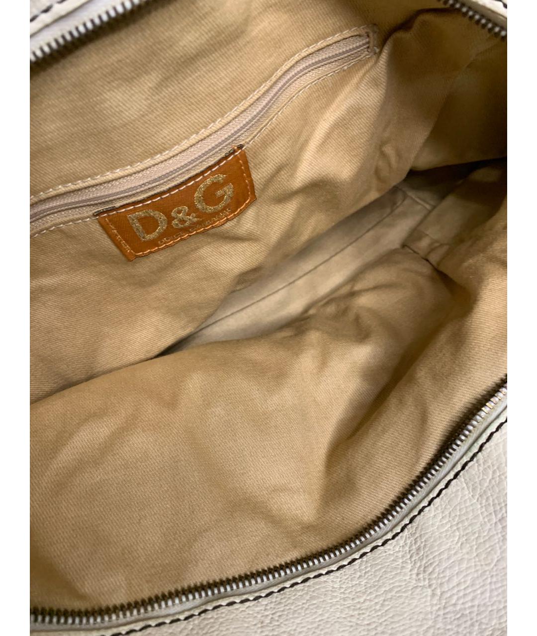 DOLCE&GABBANA Белая кожаная сумка тоут, фото 4