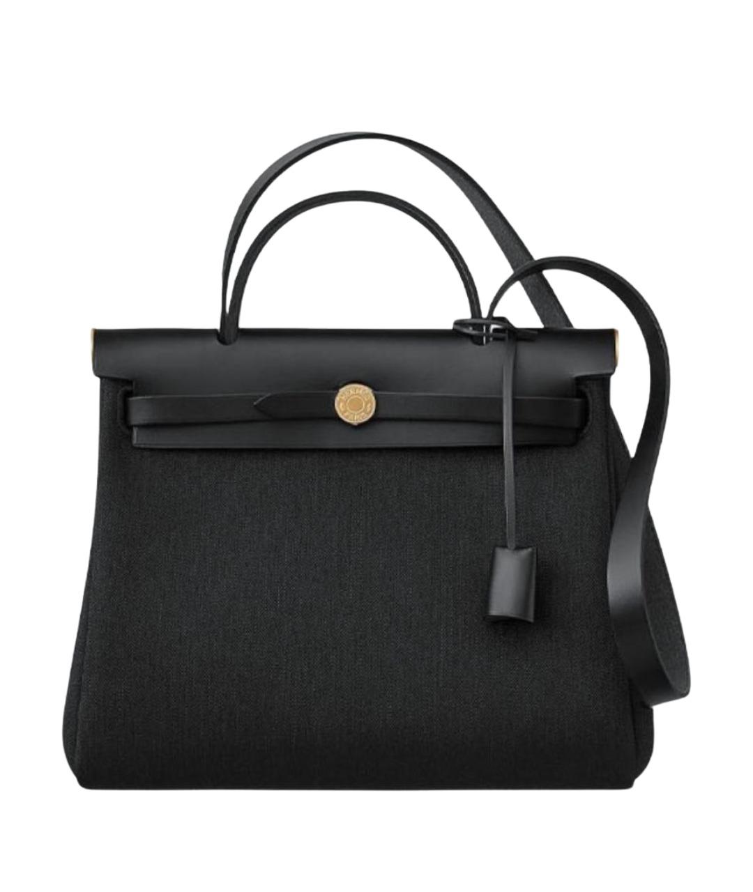 HERMES Черная кожаная сумка с короткими ручками, фото 1