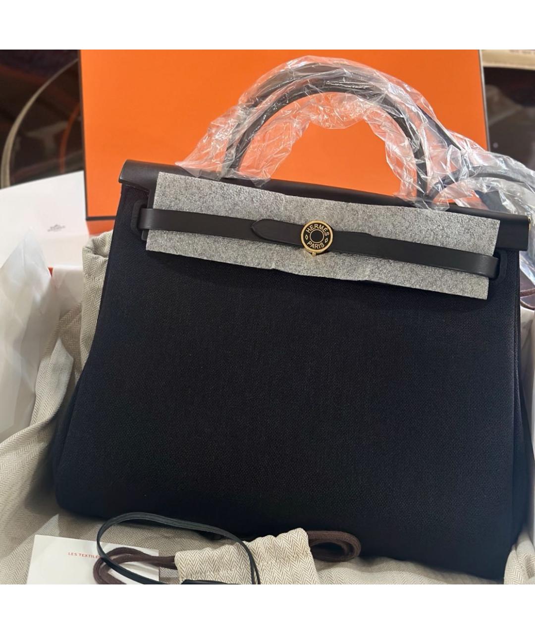 HERMES Черная кожаная сумка с короткими ручками, фото 2