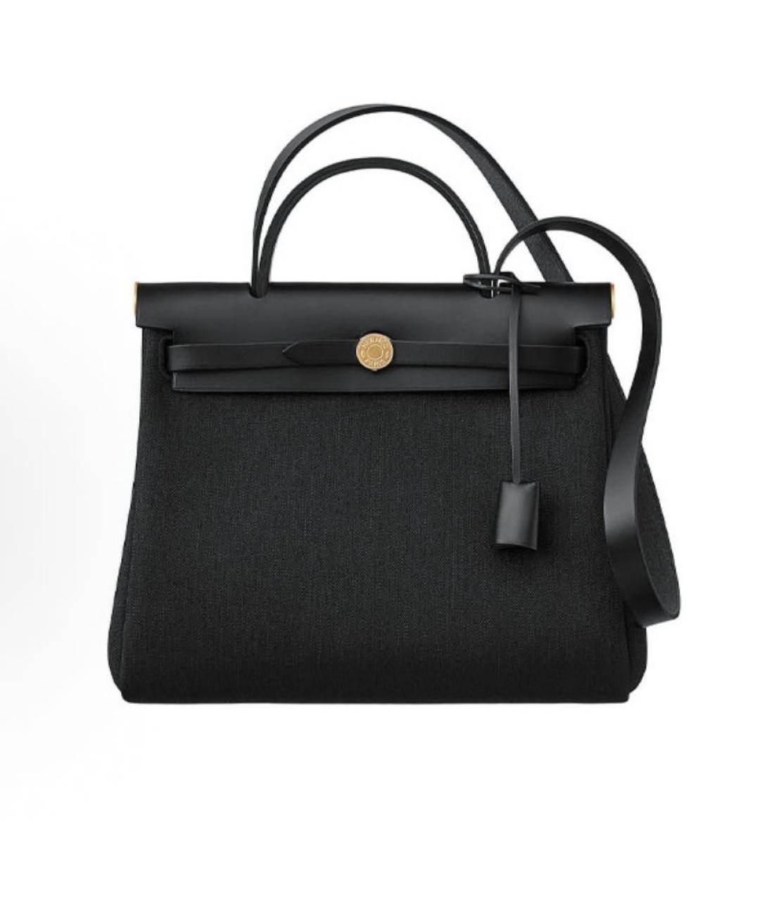 HERMES Черная кожаная сумка с короткими ручками, фото 4