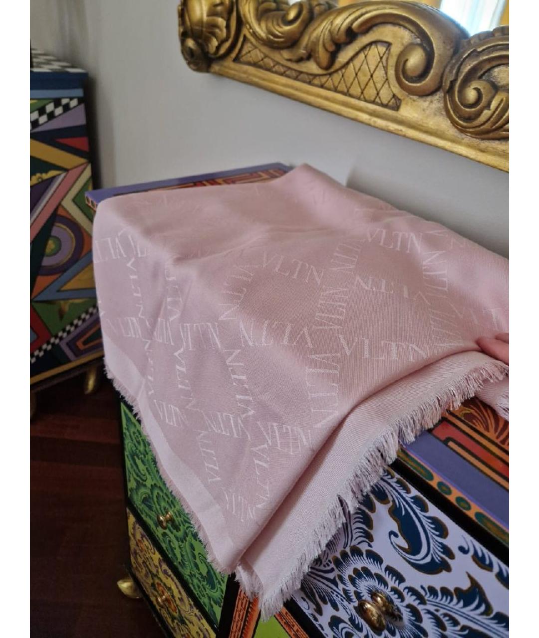 VALENTINO Розовый шерстяной платок, фото 2