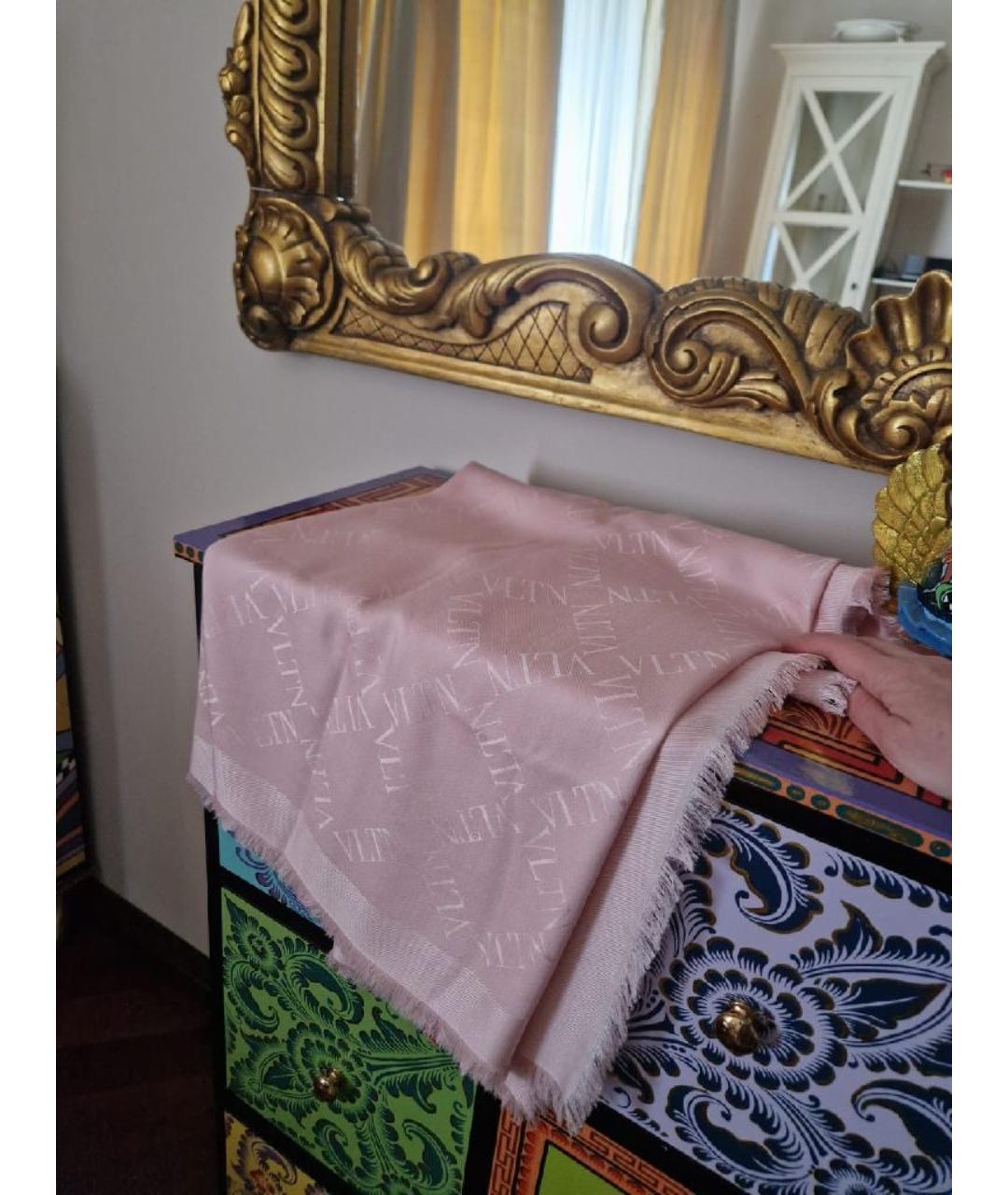 VALENTINO Розовый шерстяной платок, фото 3