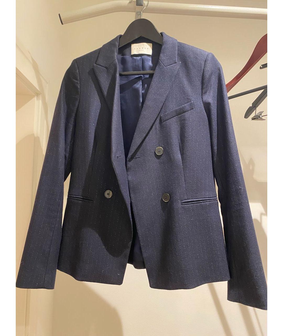 SANDRO Темно-синий жакет/пиджак, фото 4