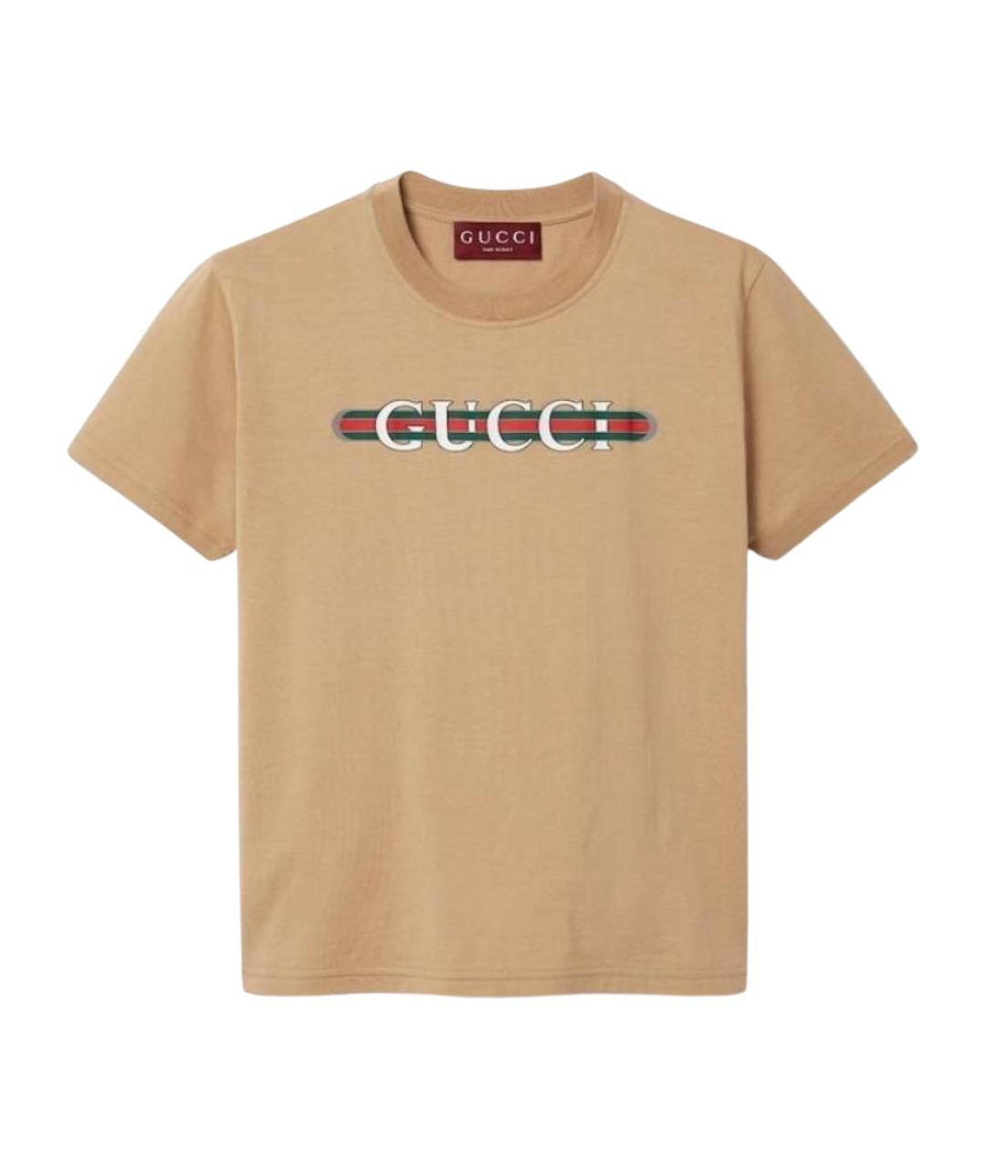 GUCCI Бежевая хлопковая футболка, фото 1