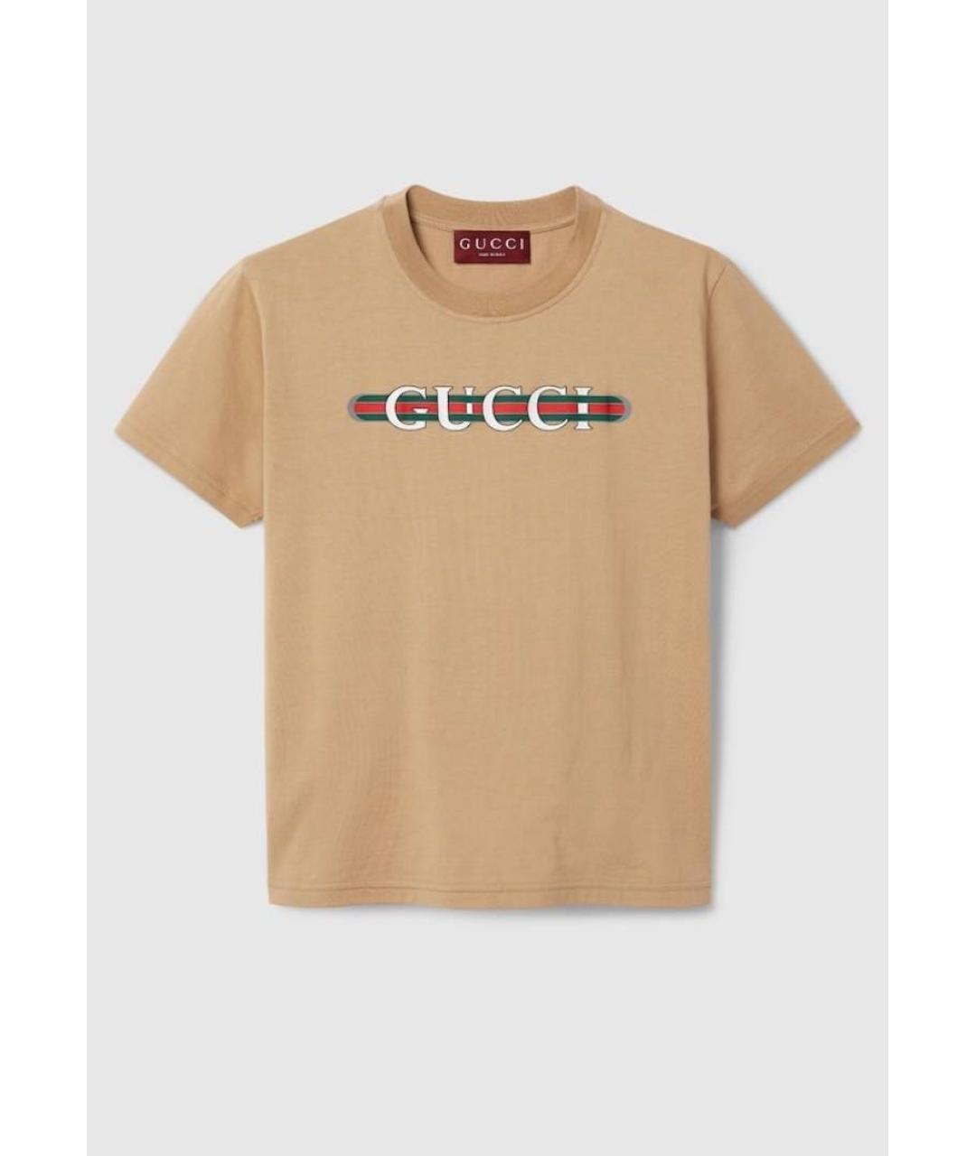 GUCCI Бежевая хлопковая футболка, фото 5