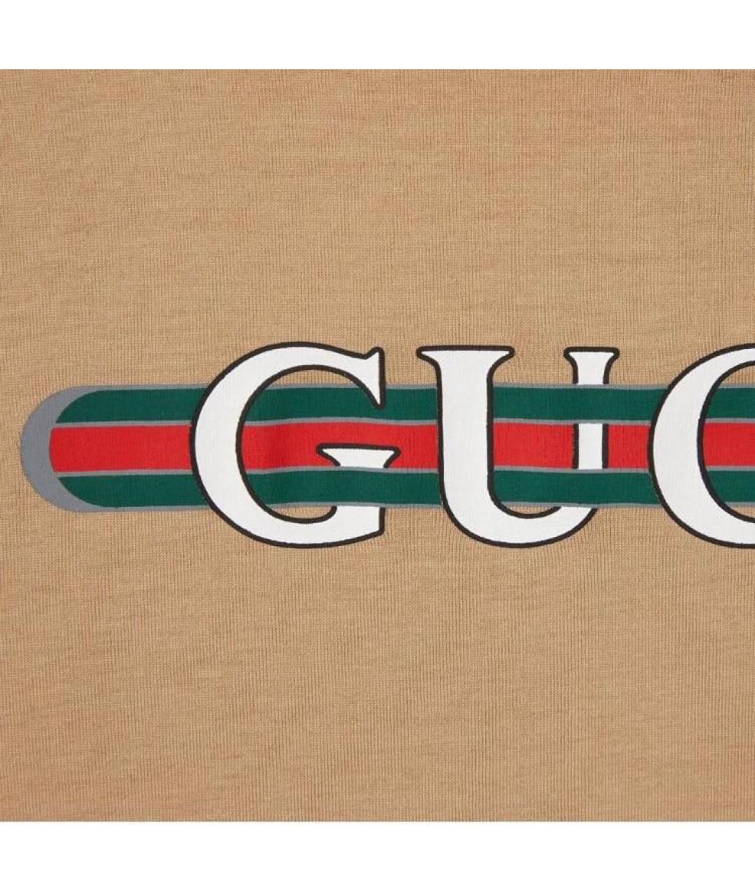 GUCCI Бежевая хлопковая футболка, фото 3