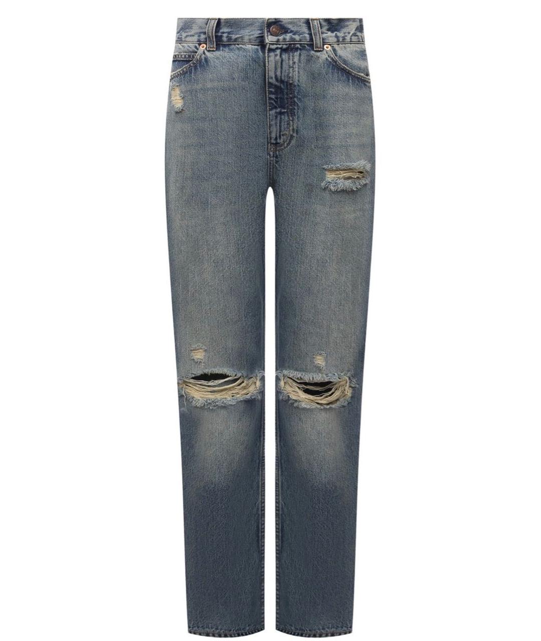 GUCCI Синие хлопковые прямые джинсы, фото 1