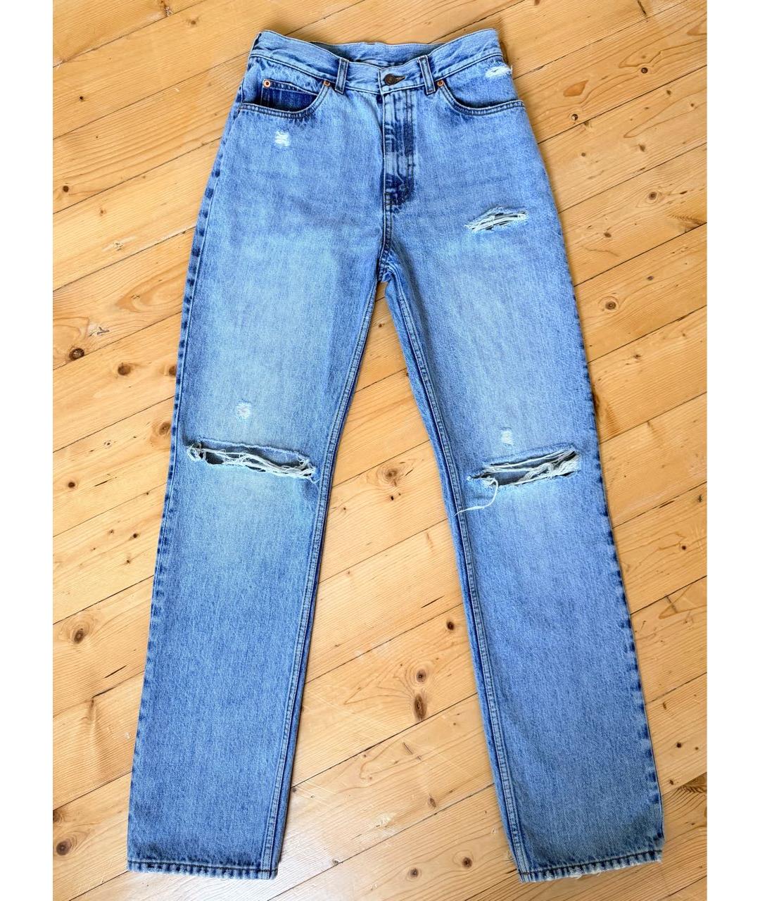 GUCCI Синие хлопковые прямые джинсы, фото 2